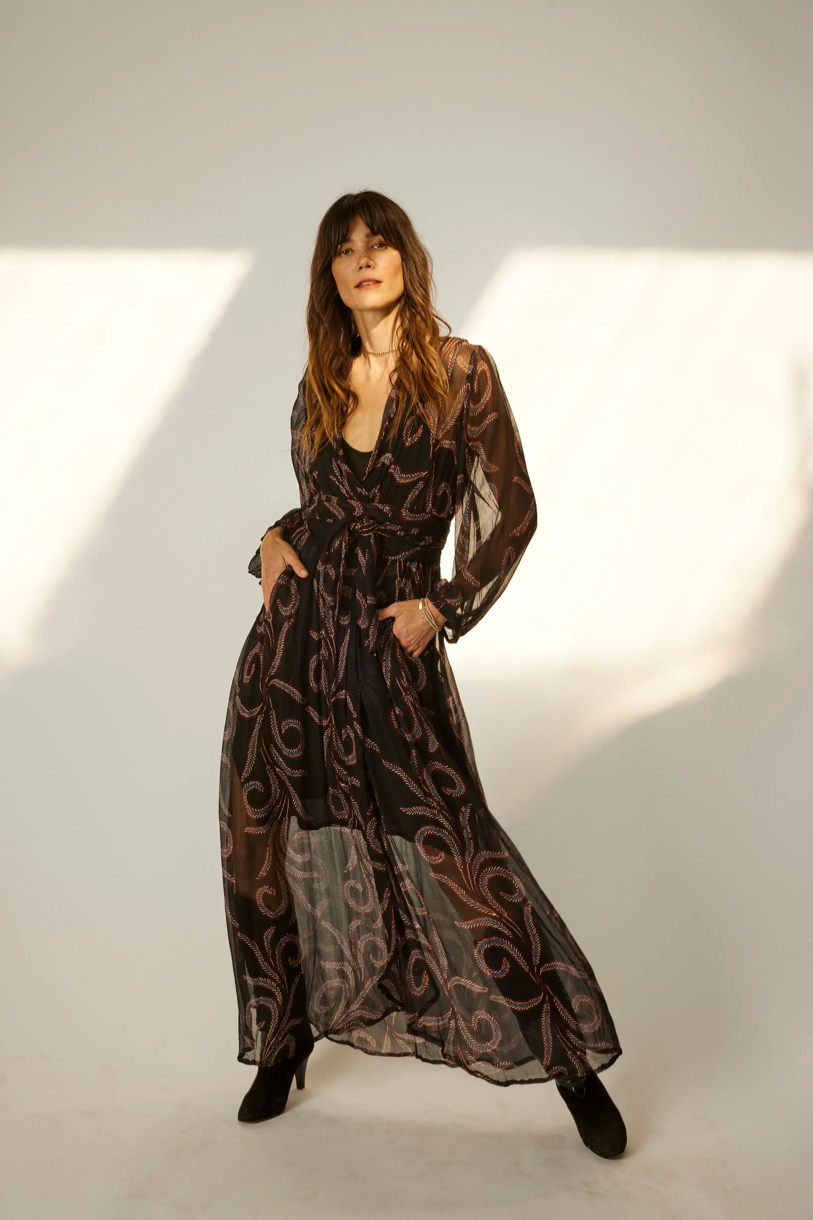 NICO L/S MAXI WITH SASH effortless grace Flattering Silhouette Wear