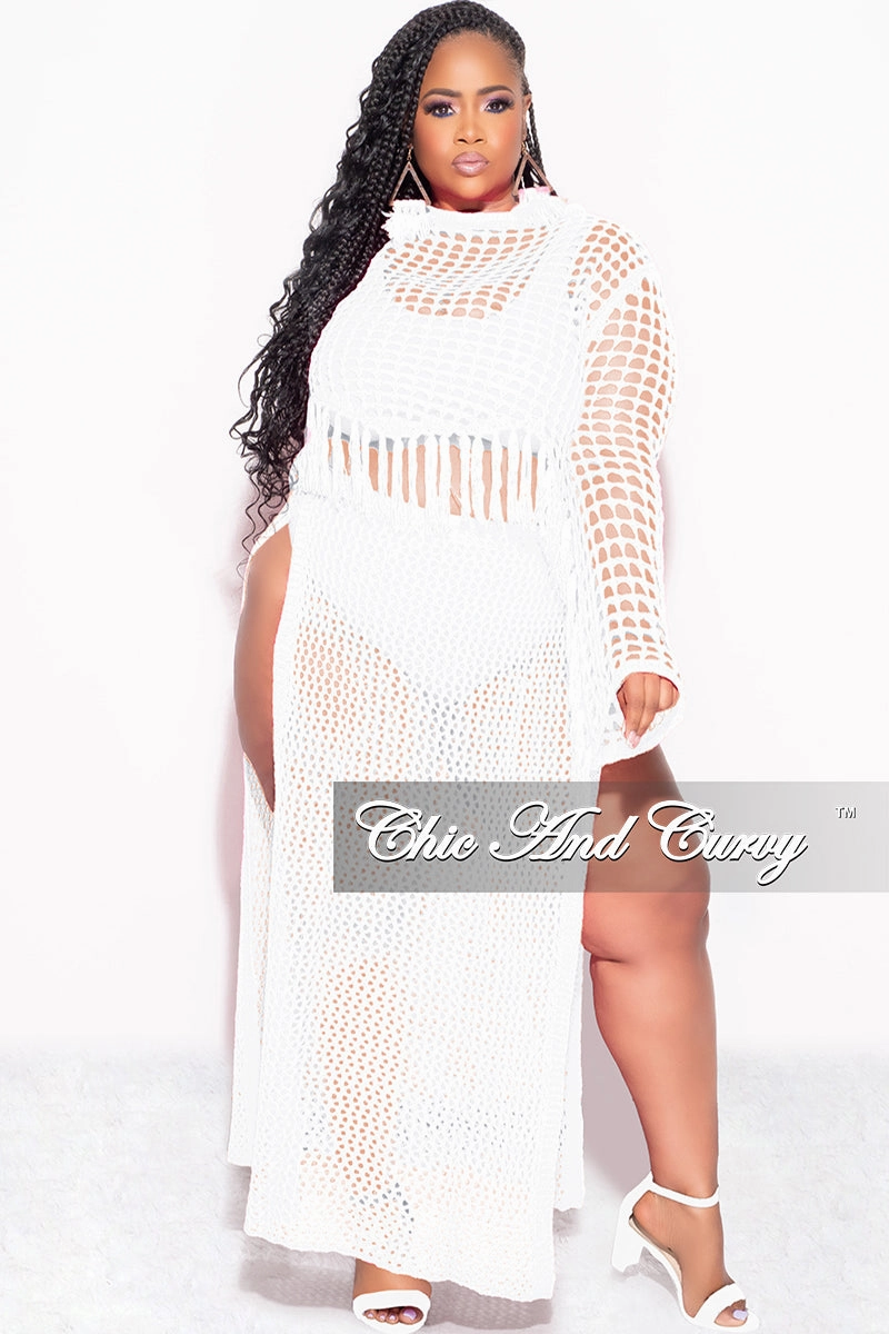 Versatile Wearable Final Sale Plus Size 2pc Crochet Set Knit Crop Top & Skirt in Ivory