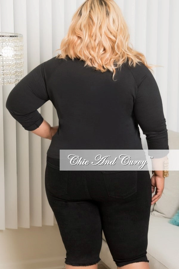 Final Sale Plus Size Embroidered Lace Front Top in Black Gusseted Crotch Versatile Comfort Wear