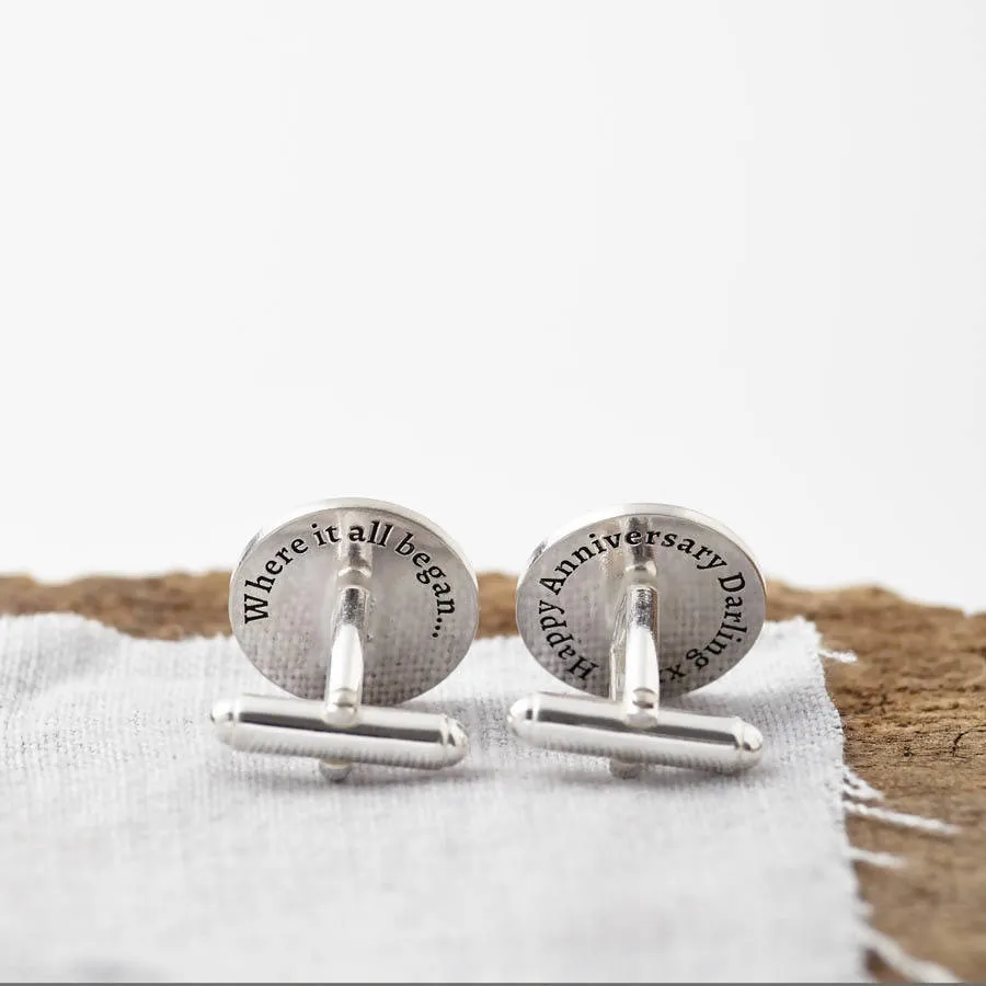 Personalised Silver Coordinate And Date Cufflinks