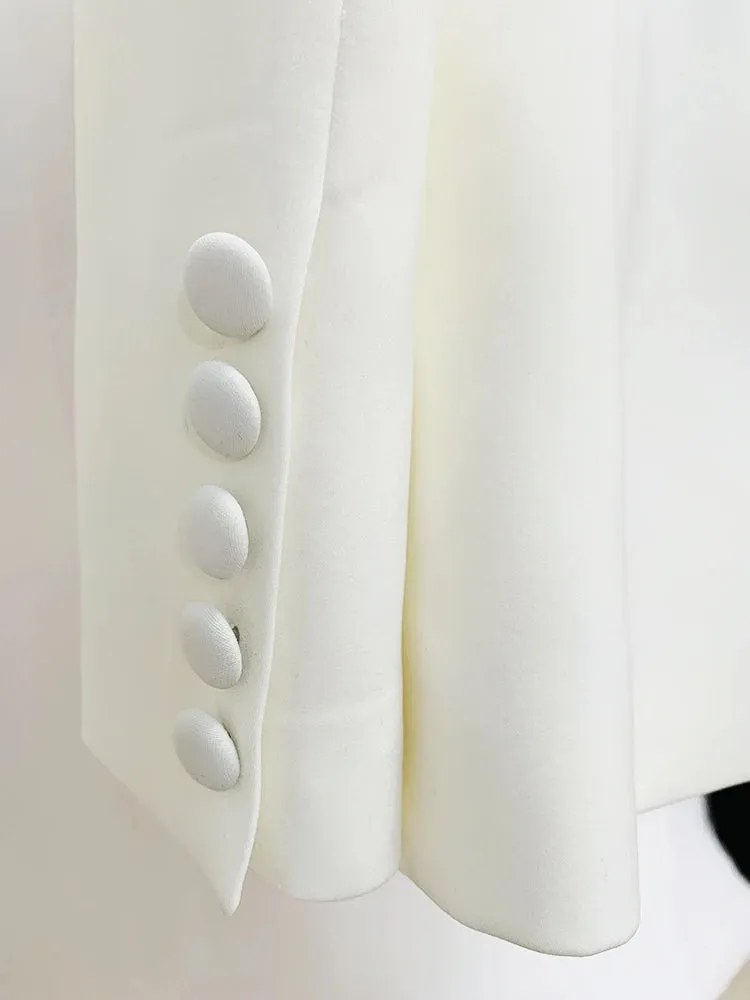 Perspective Gauze Patchwork Blazer Pencil Pant Suit