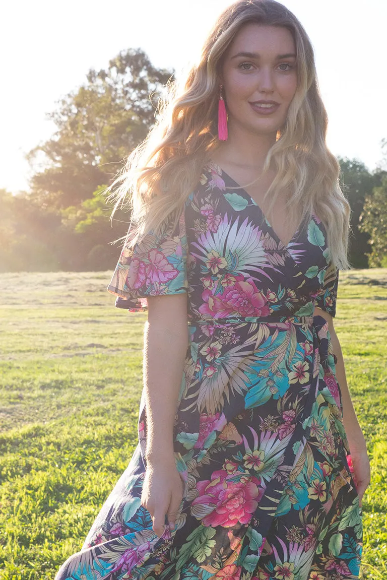 Petal Bird of Paradise Maxi Wrap Dress Restocked