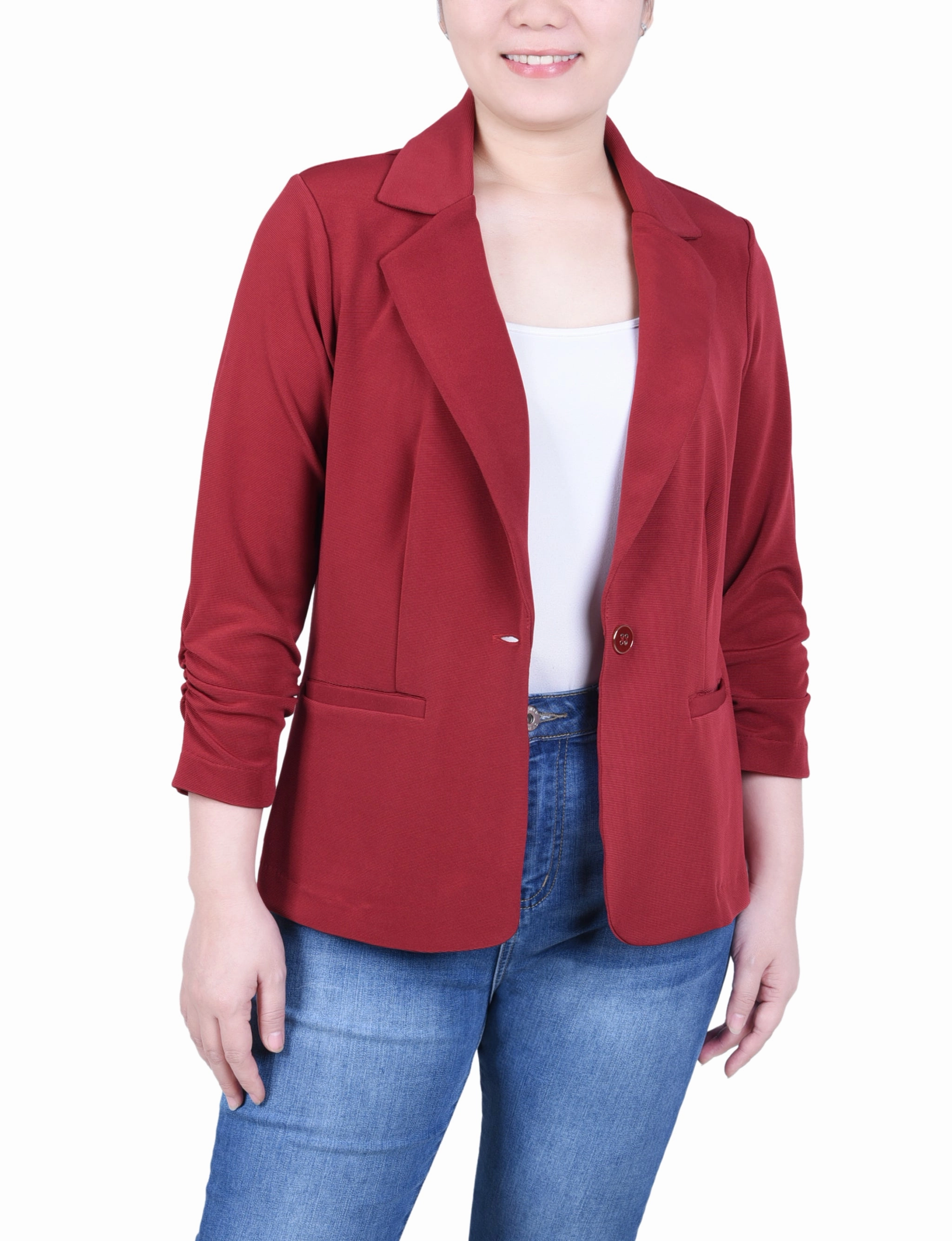 Petite 3/4 Sleeve Knit Ottoman Jacket Durable Binding Basic Dress