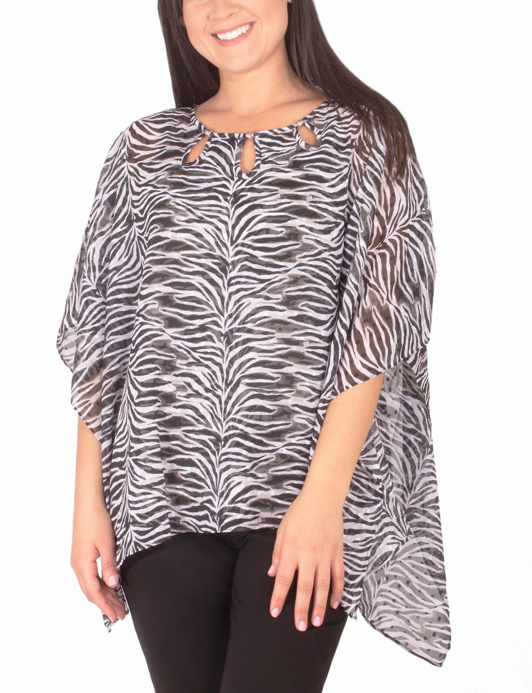 Petite Chiffon Poncho And Tank With Beaded Neckline All-Purpose