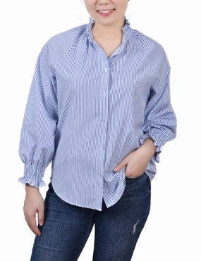 Petite Long Sleeve Button Front Blouse ChafeFreeEdging