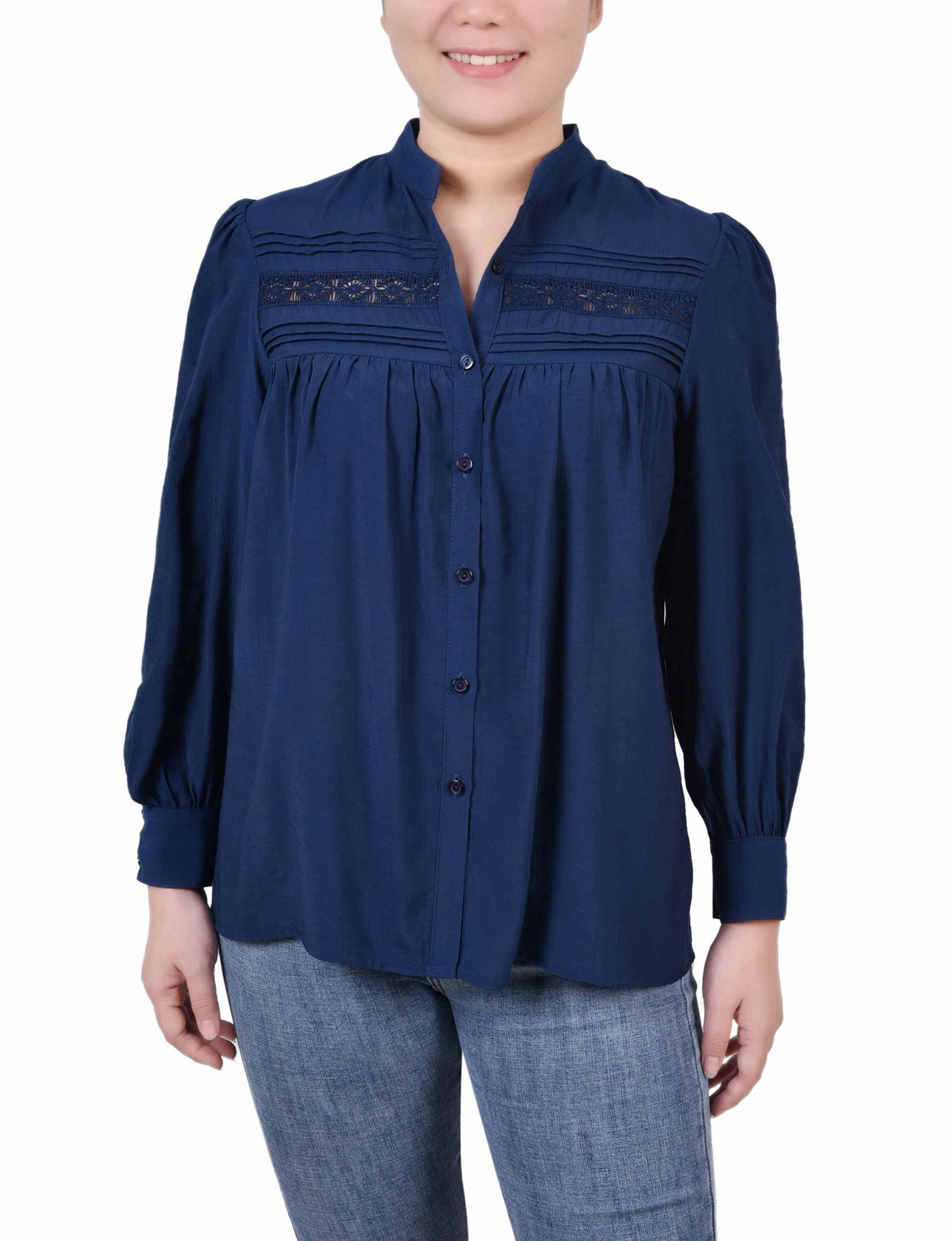 Petite Long Sleeve Crochet Blouse NonIrritating NonToxicCoating