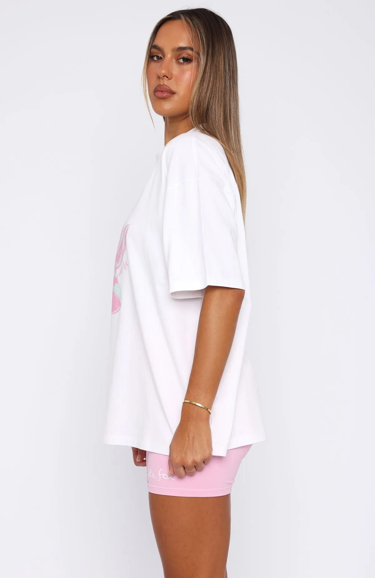 Pick You A Flower Oversized Tee White Stretch Technology Durable Reinforced Shoulders