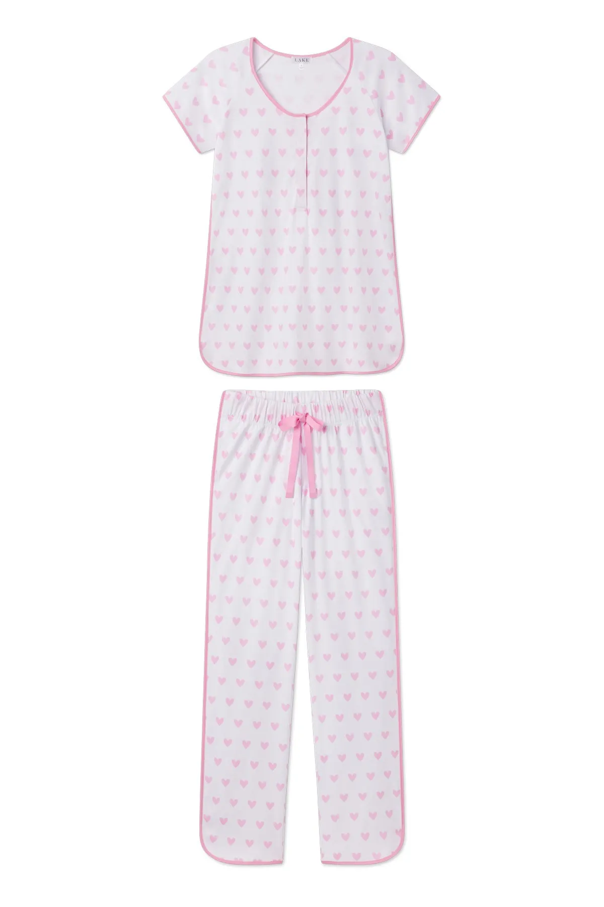 Pima Maternity Short-Long Set in Darling Pink Heart
