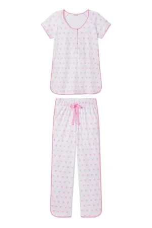 Pima Maternity Short-Long Set in Darling Pink Heart