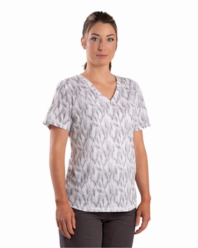 Berne Womens Performance V-Neck Wheat Print Cotton Blend S/S T-Shirt Layered Look Roomy Cut