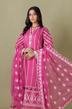 PINK-CAMBRIC CHICKANKARI - 3 PC (SCKS223P01)