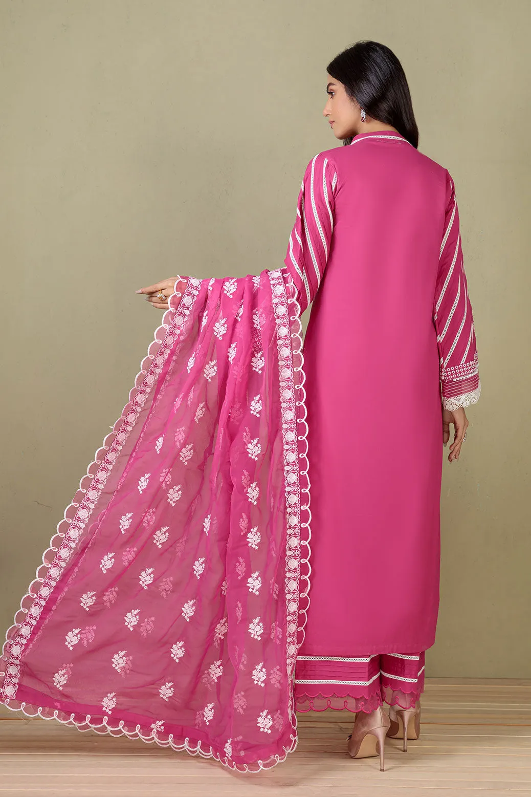 PINK-CAMBRIC CHICKANKARI - 3 PC (SCKS223P01)