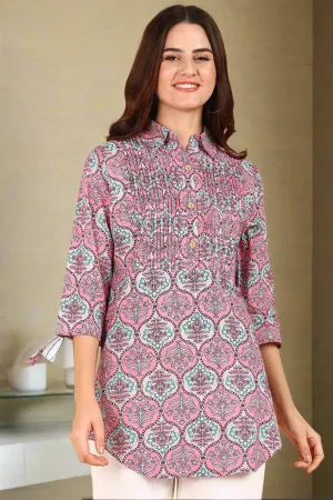 Pink Floral Printed 100% Soft Cotton Zipless Maternity Top
