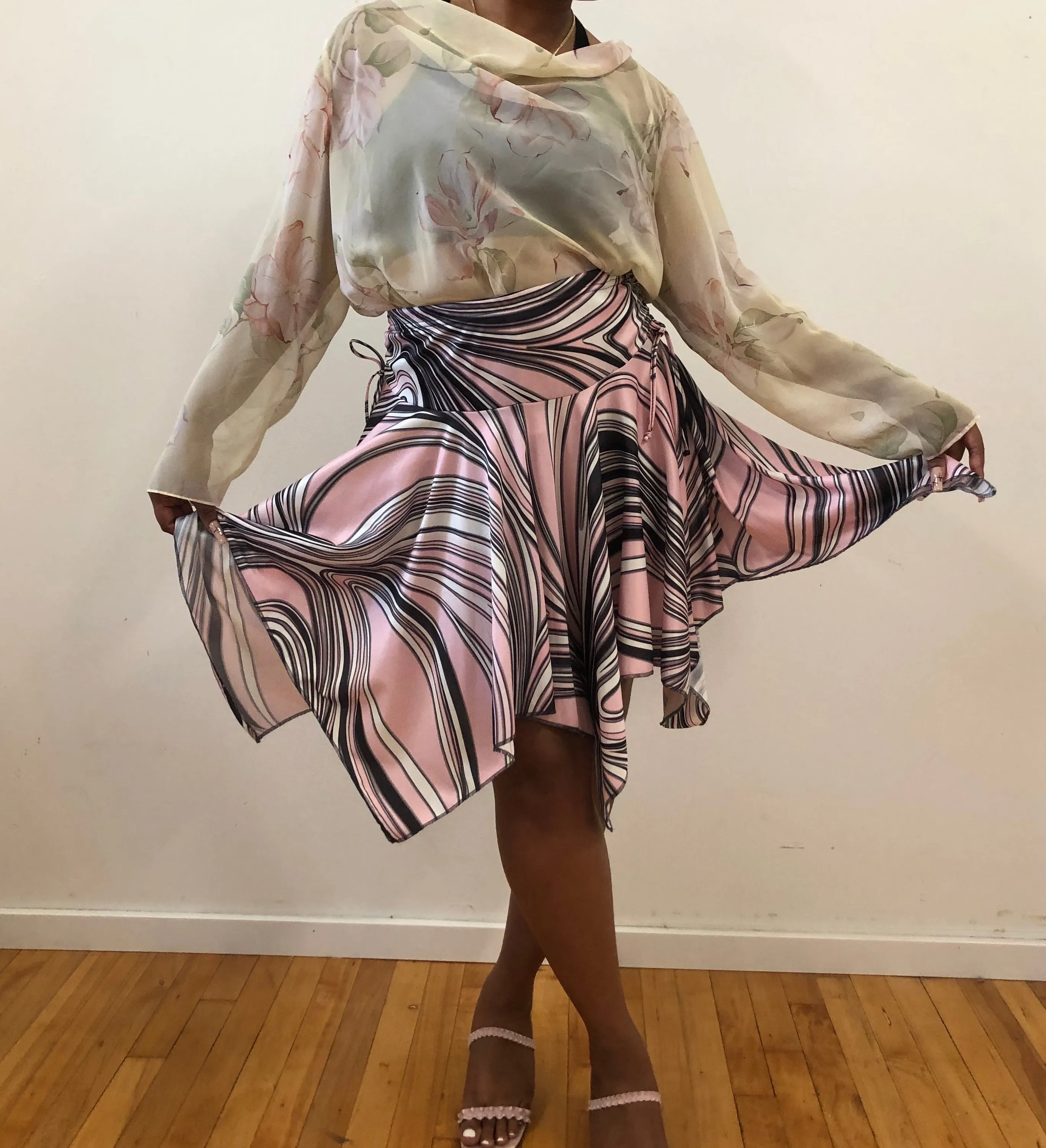Pink Marble Swing Skirt
