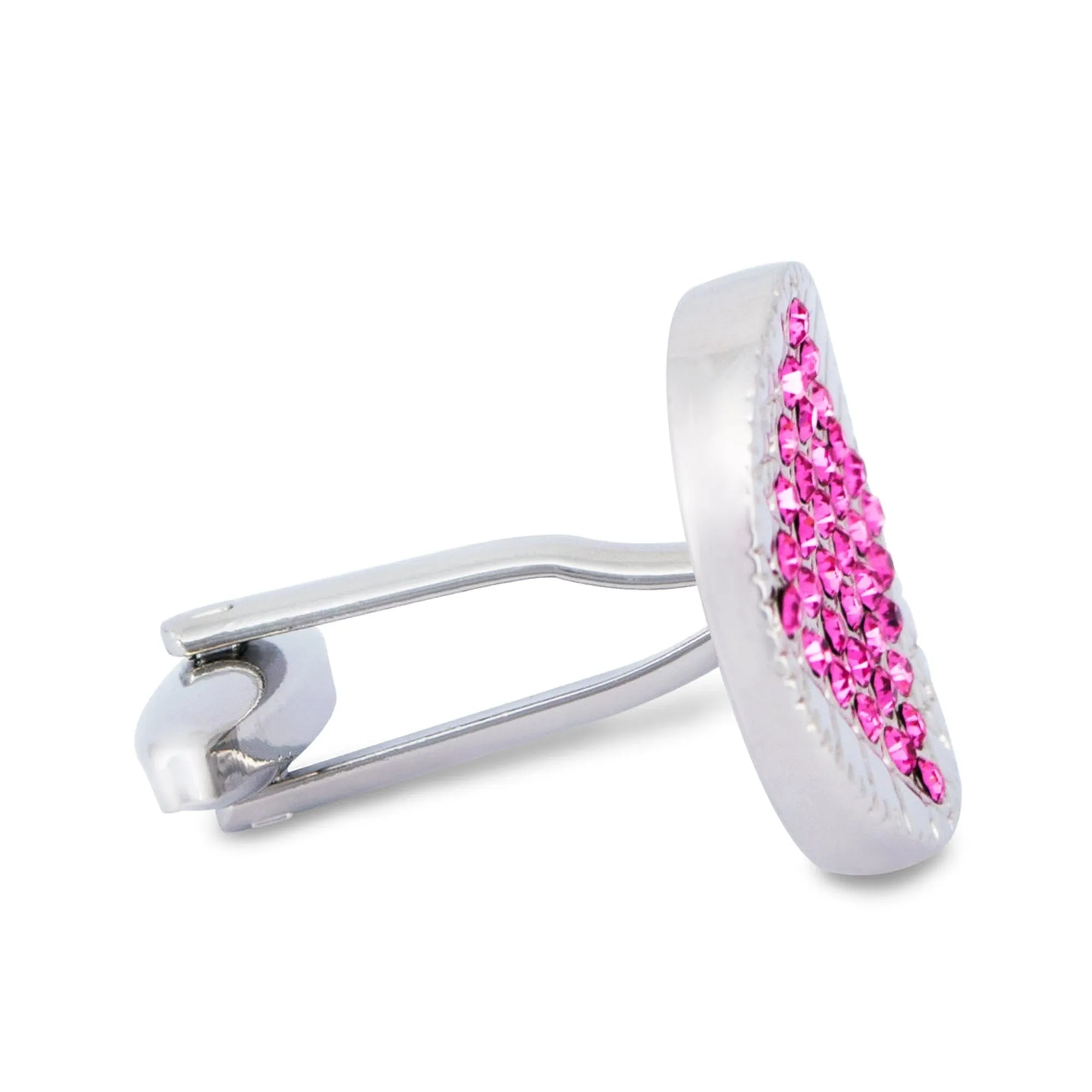 Pink Round Crystal Details Cufflinks (Online Exclusive)