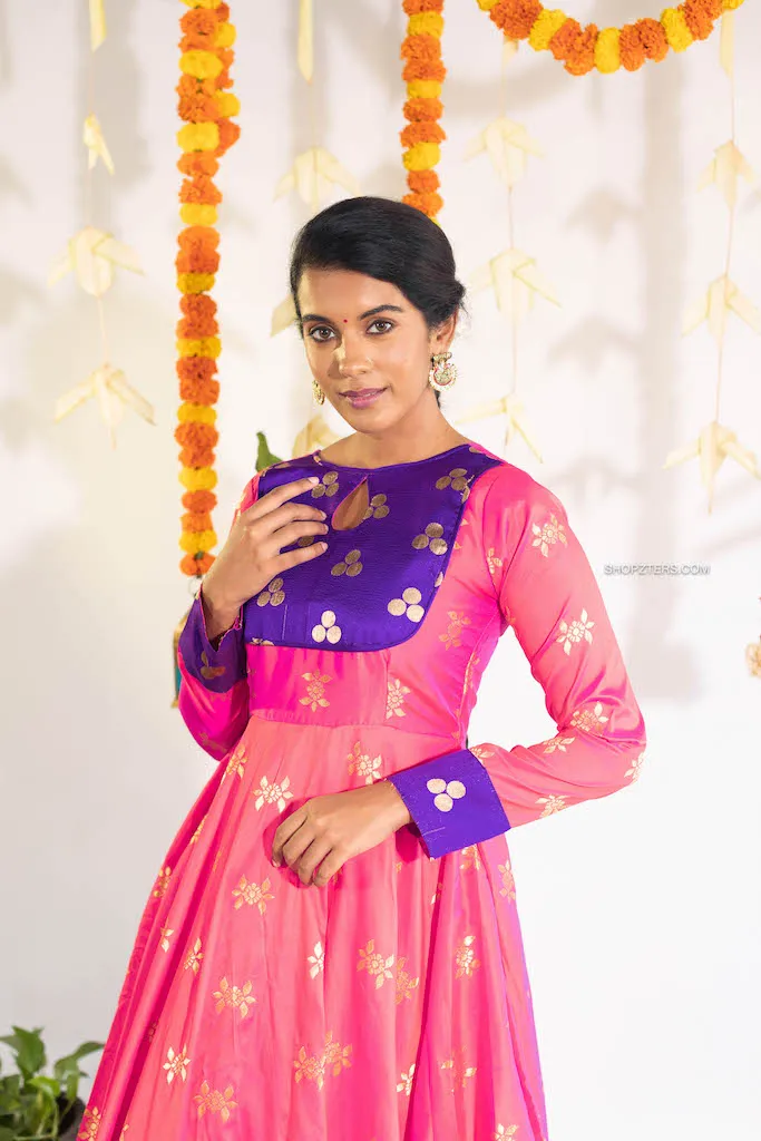 Pink Silk Anarkali Dress