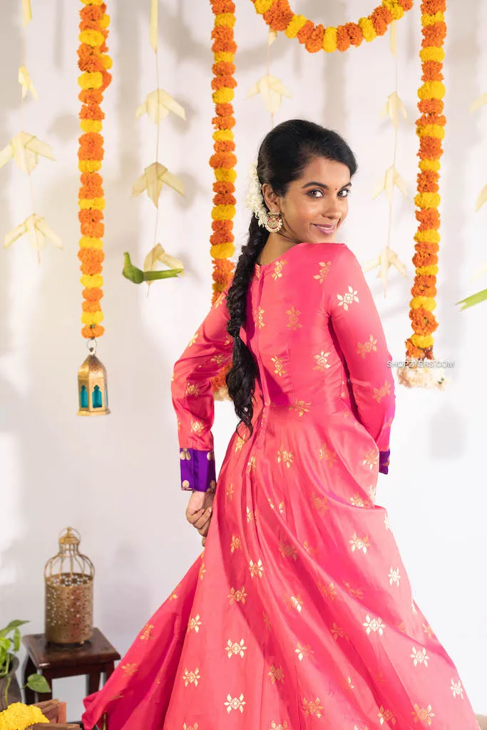 Pink Silk Anarkali Dress
