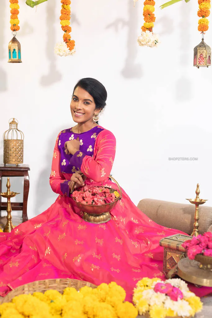 Pink Silk Anarkali Dress