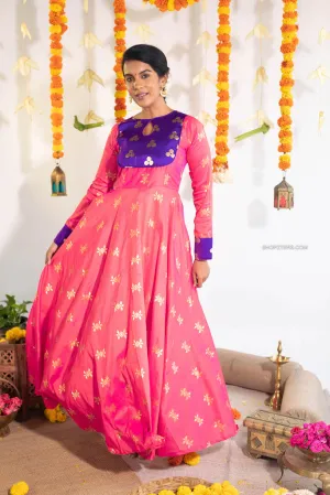 Pink Silk Anarkali Dress