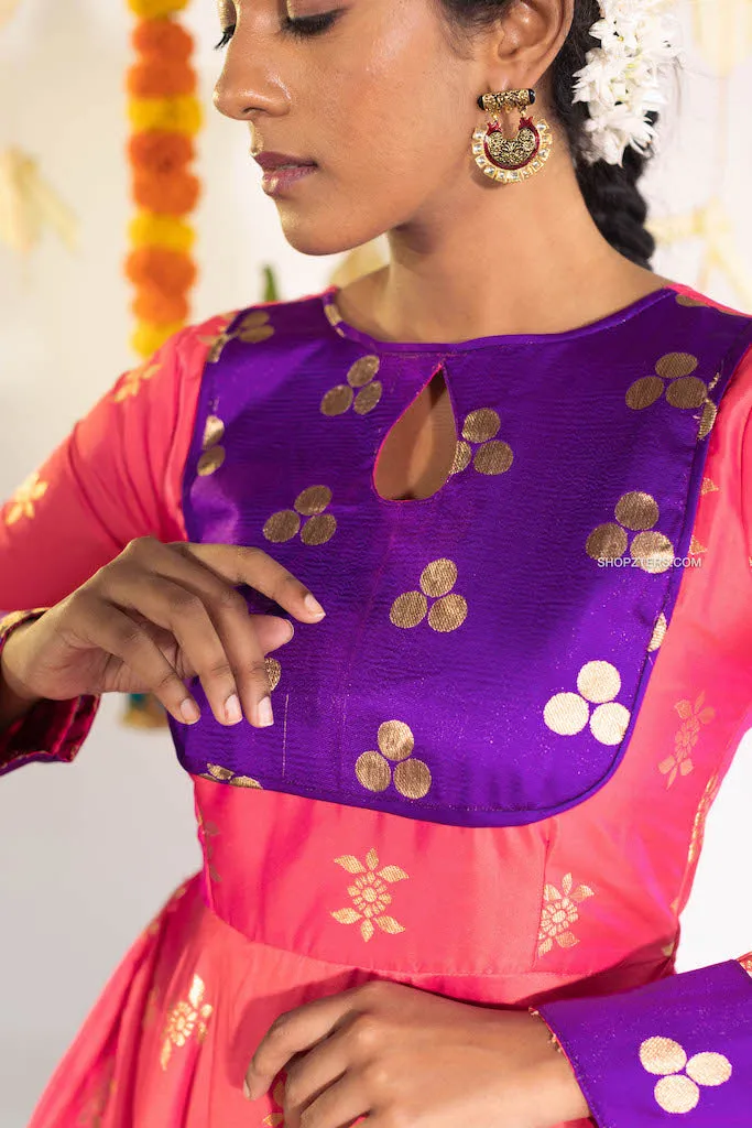 Pink Silk Anarkali Dress
