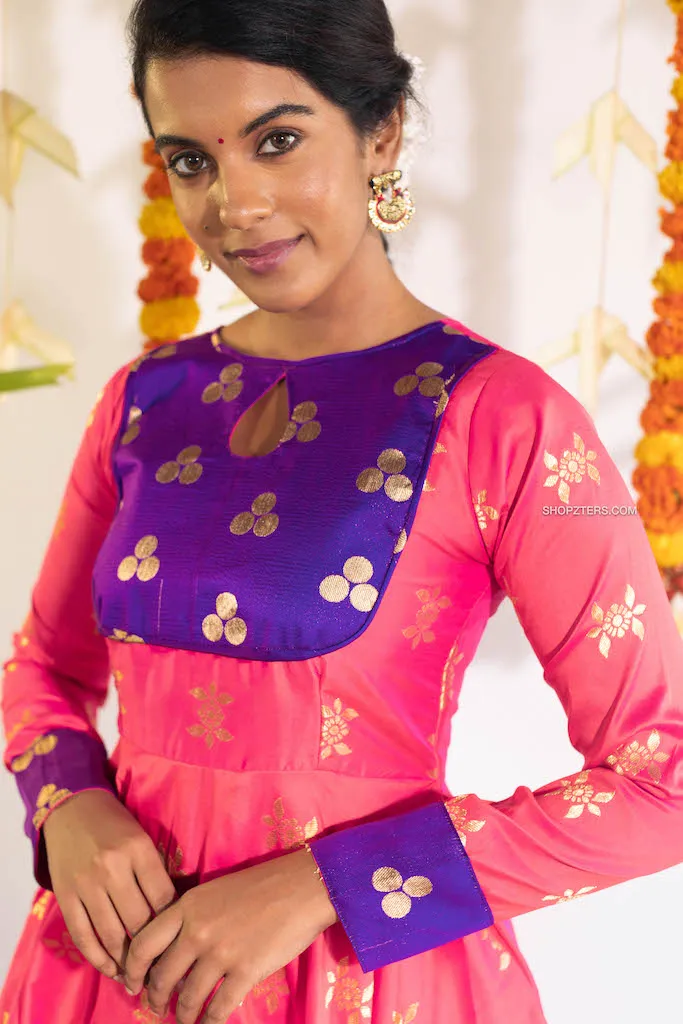 Pink Silk Anarkali Dress