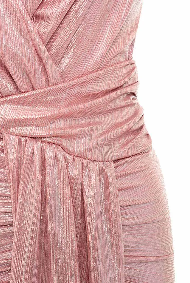 Pink Slip V-neck Backless Mini Dress
