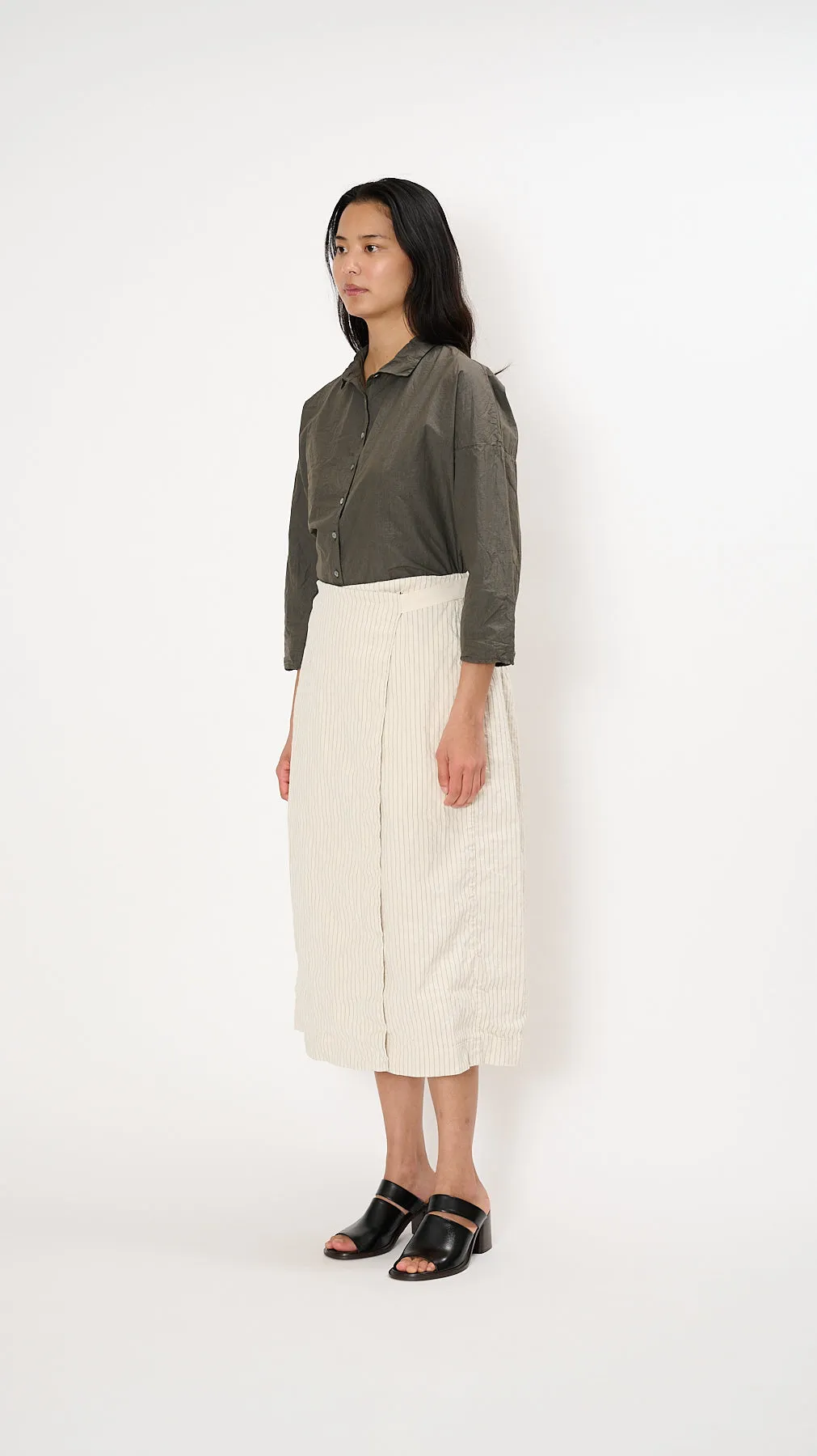 Pinstriped Wrapped Skirt in Natural