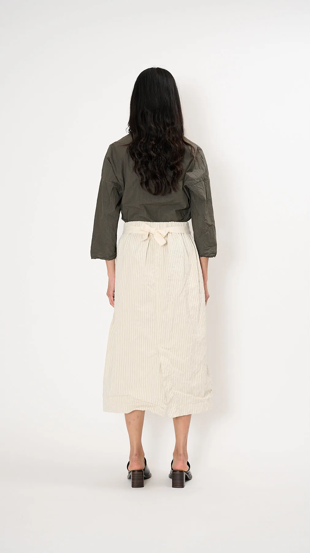 Pinstriped Wrapped Skirt in Natural