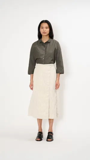 Pinstriped Wrapped Skirt in Natural