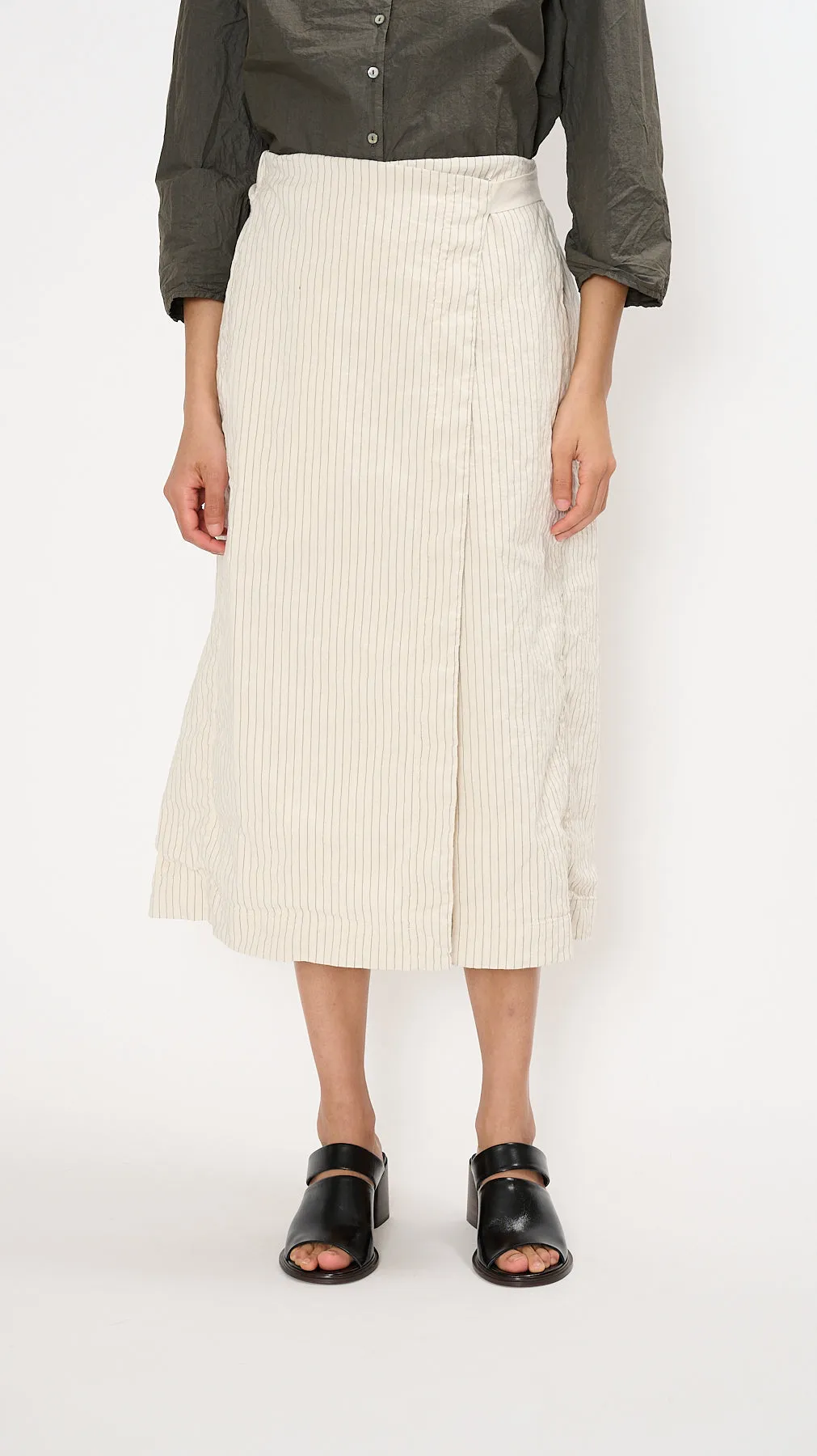 Pinstriped Wrapped Skirt in Natural