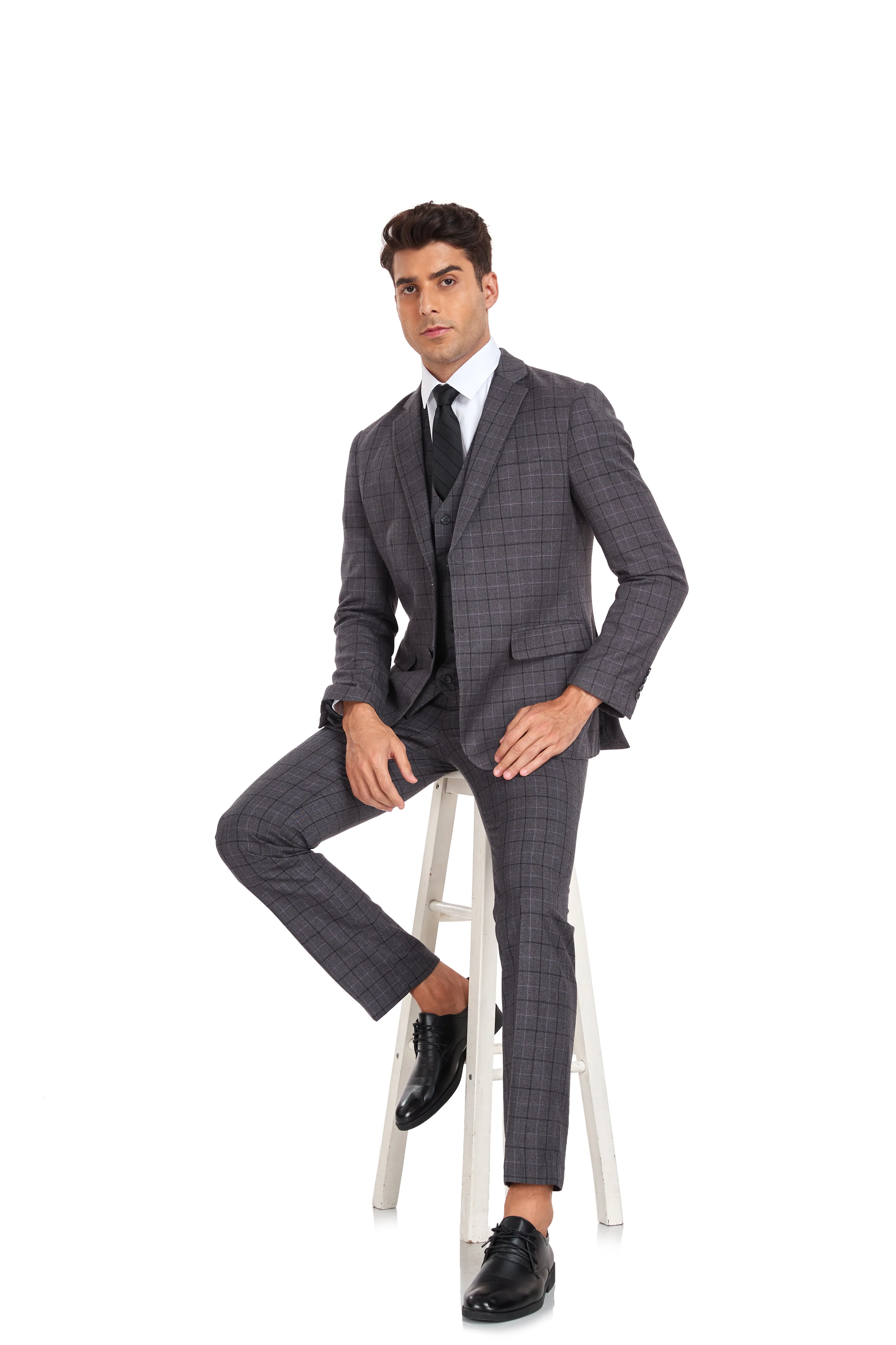 Plaid Men's 3 Piece Slim Fit Suits (MORE COLORS )