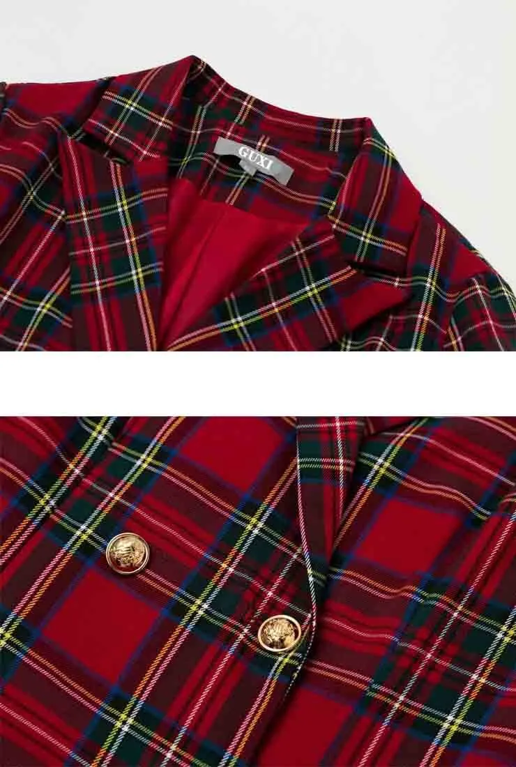 Plaid V-neck Long Sleeve Mini Dress