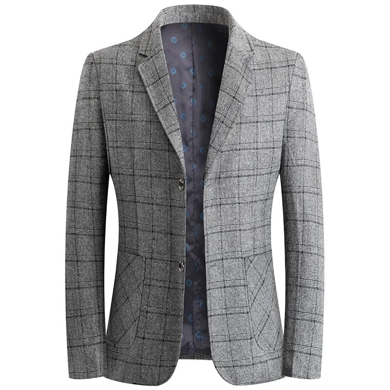 Plaid Wool Business Blazers