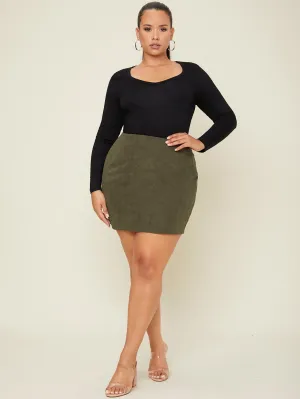 Plain Zipper Short Plus Size Skirt