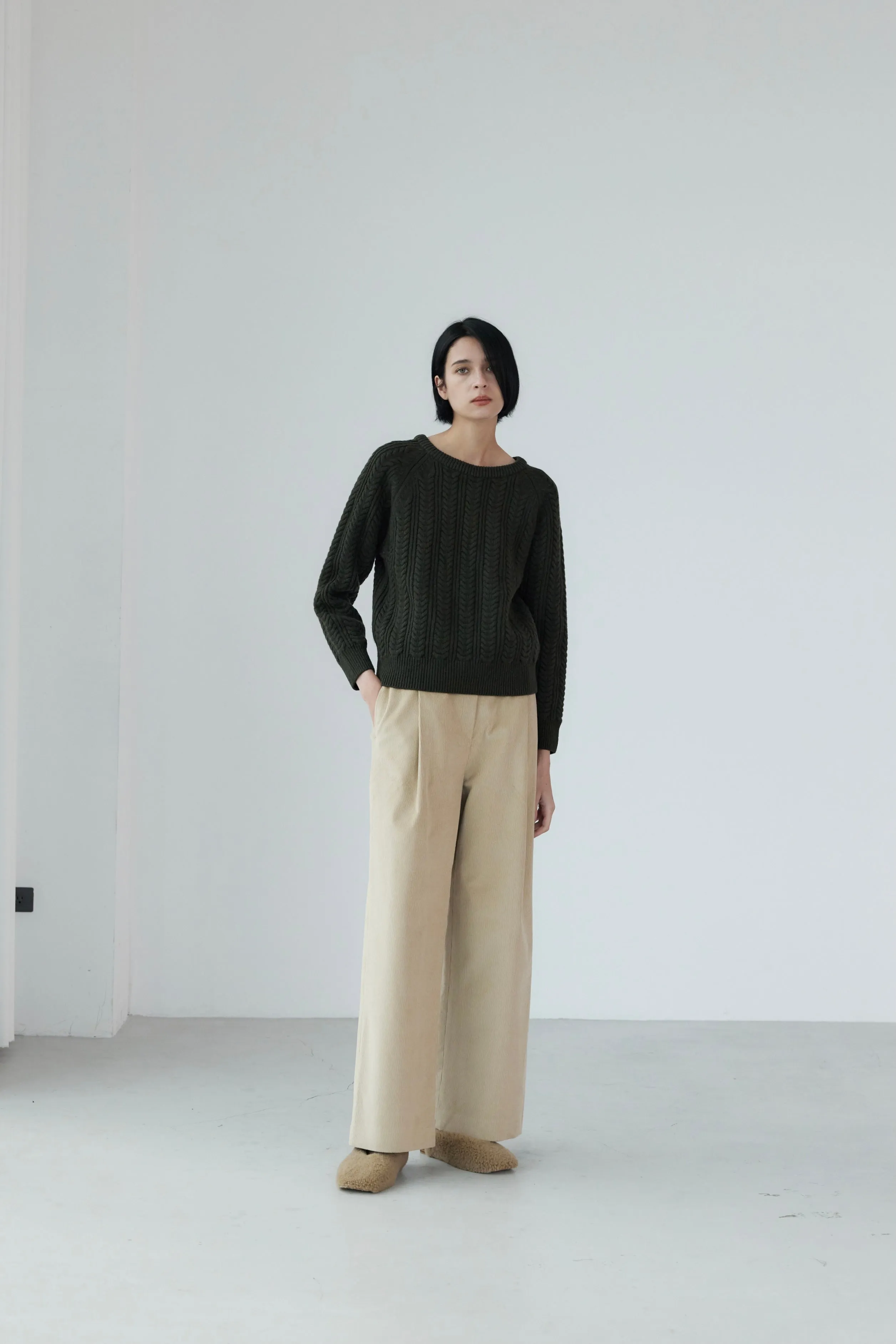 Pleated Corduroy Trousers