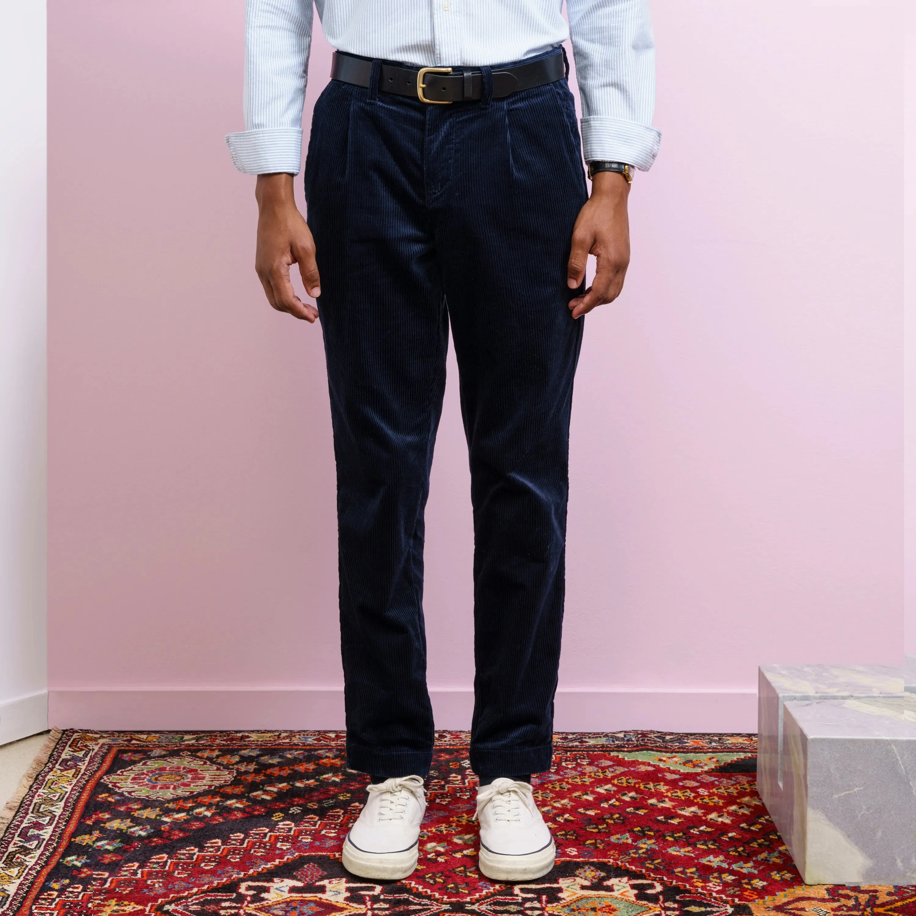 PLEATED CORDUROY TROUSERS