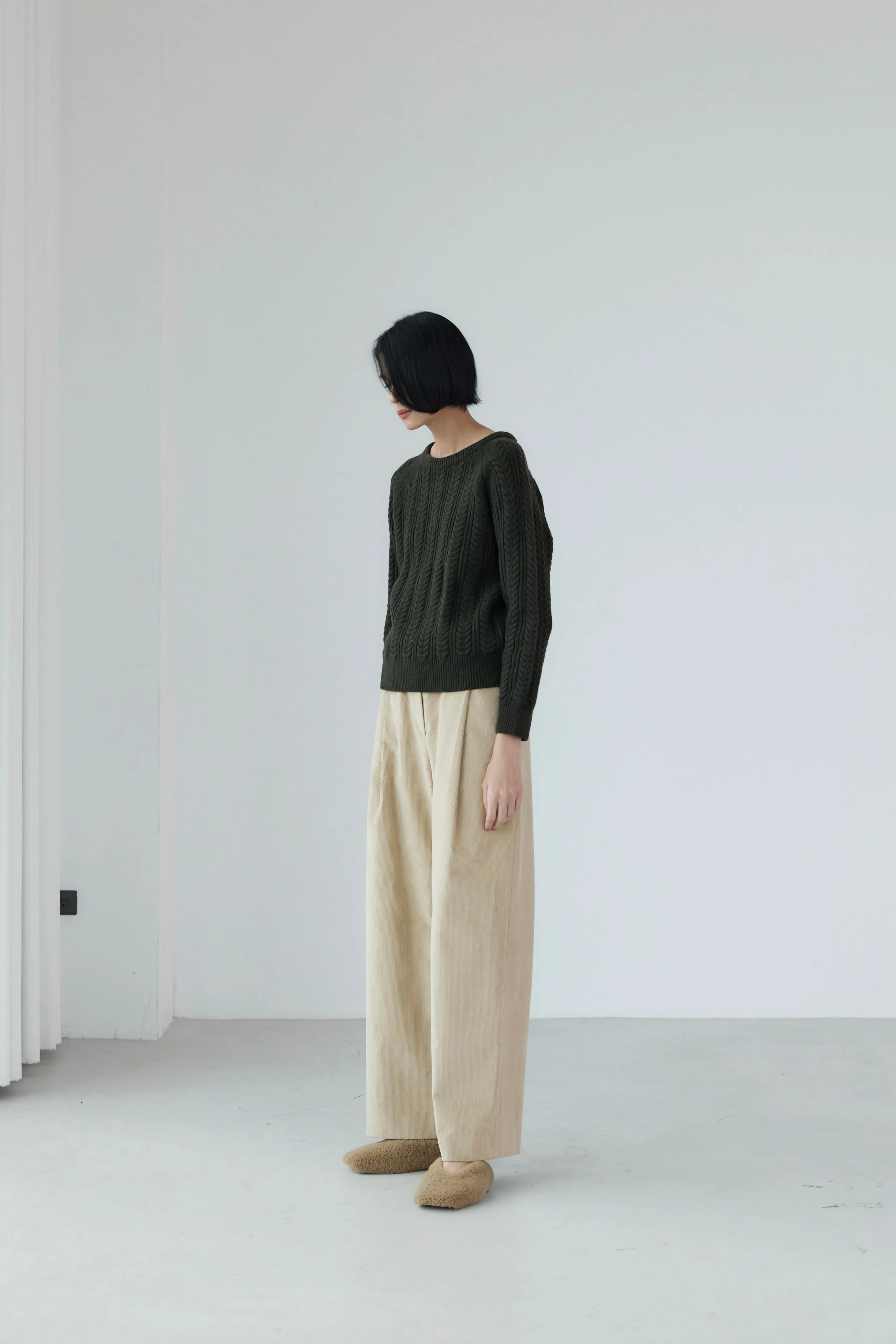 Pleated Corduroy Trousers