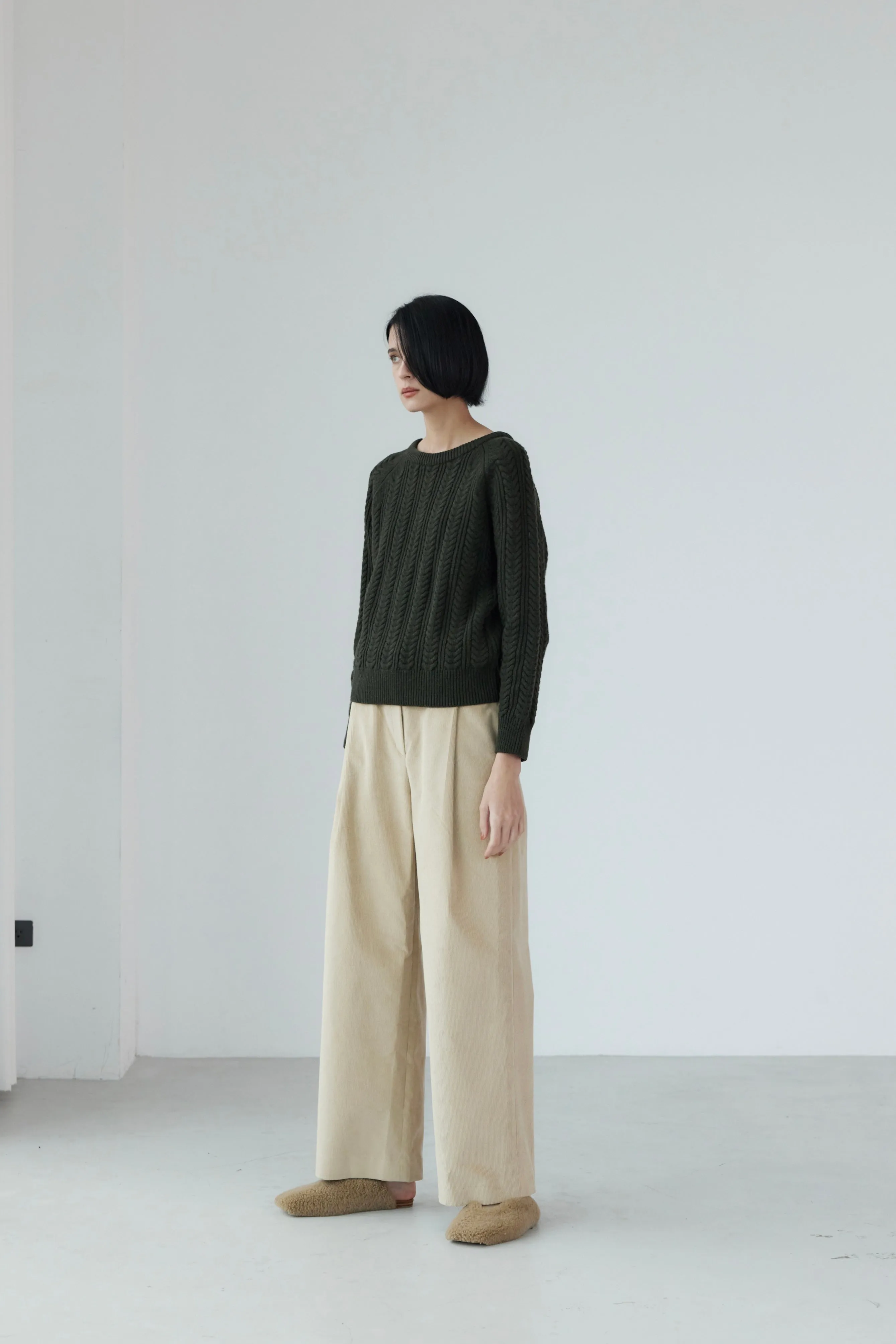Pleated Corduroy Trousers