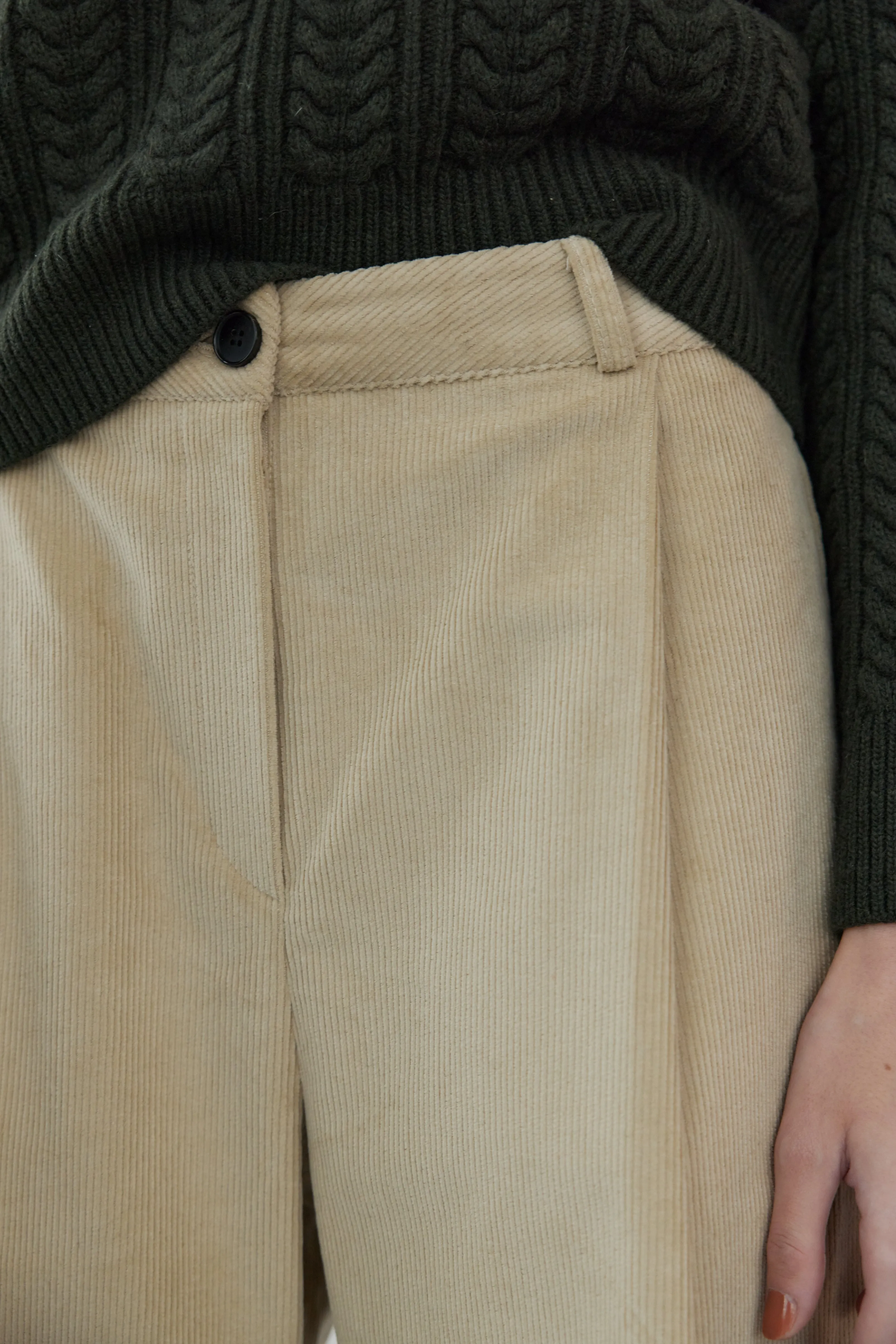 Pleated Corduroy Trousers