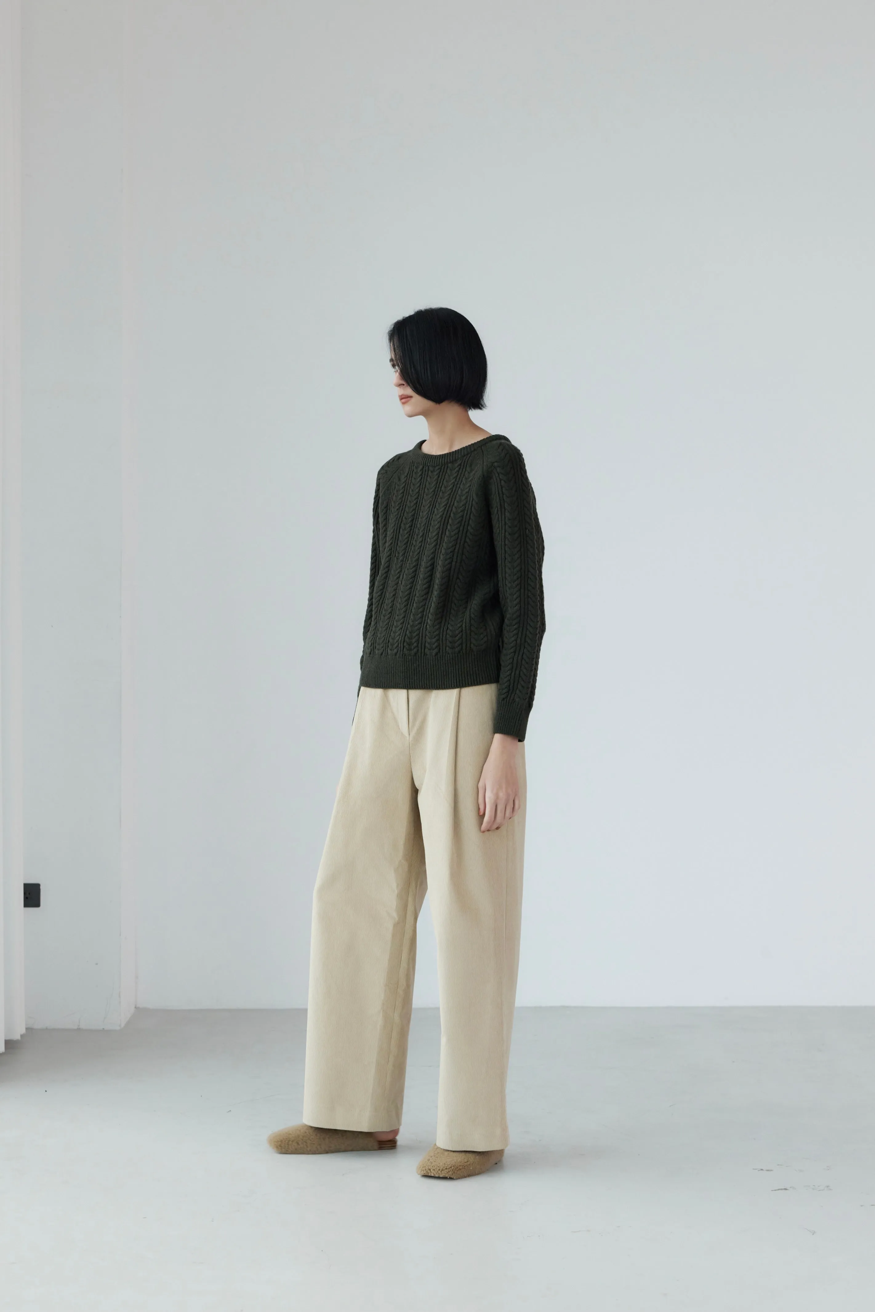 Pleated Corduroy Trousers