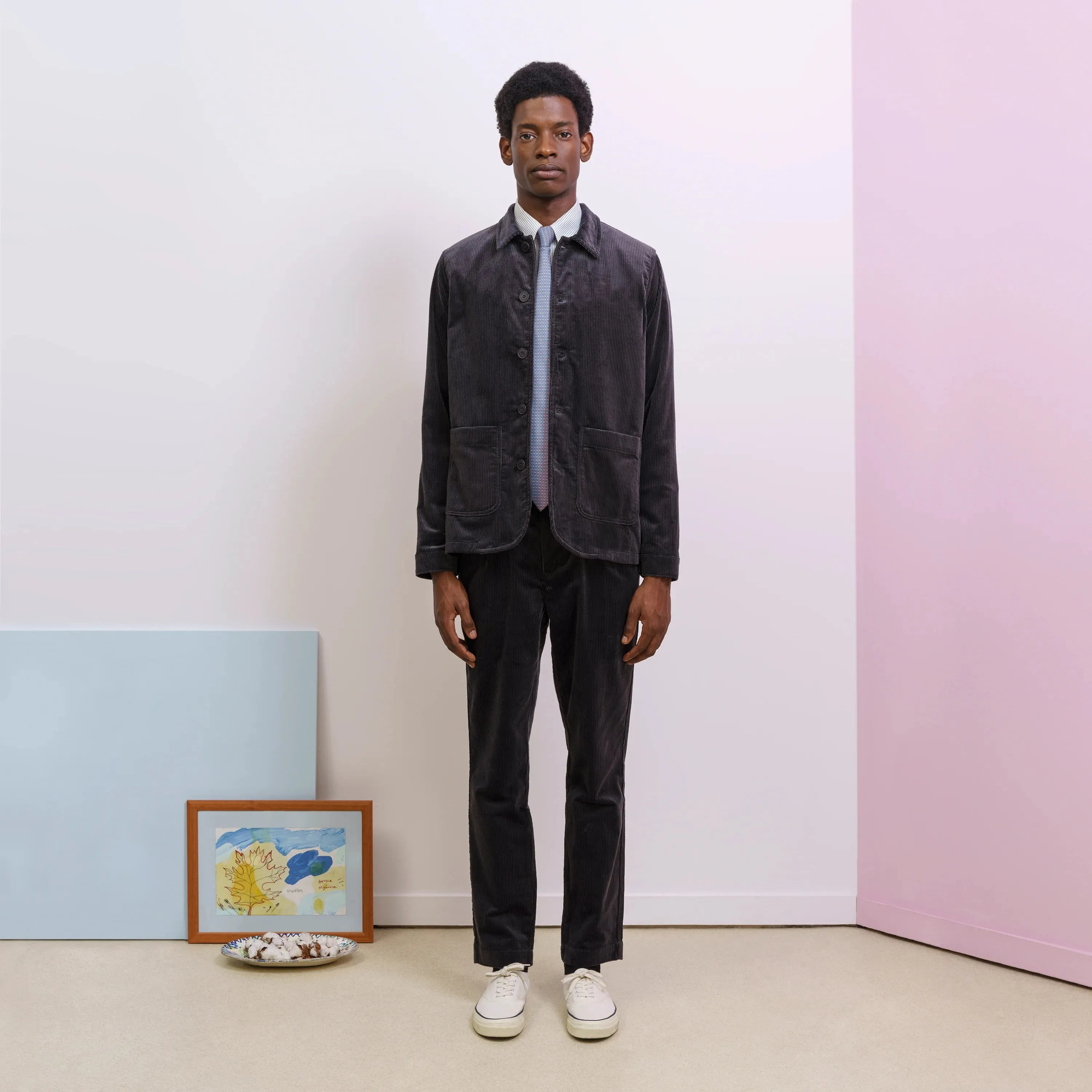 PLEATED CORDUROY TROUSERS