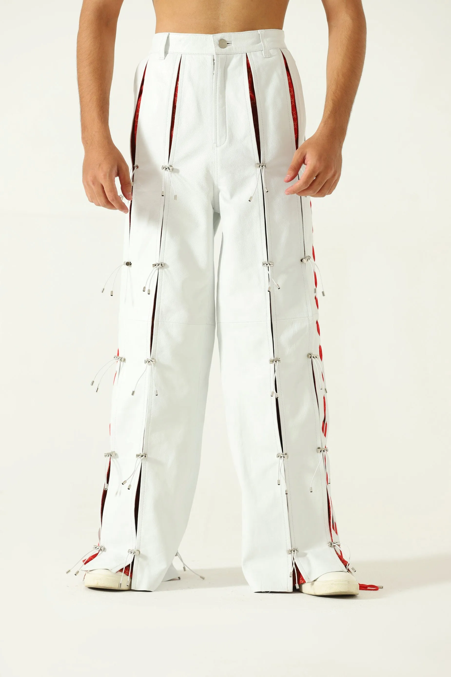 PLEATED LEATHER TROUSERS