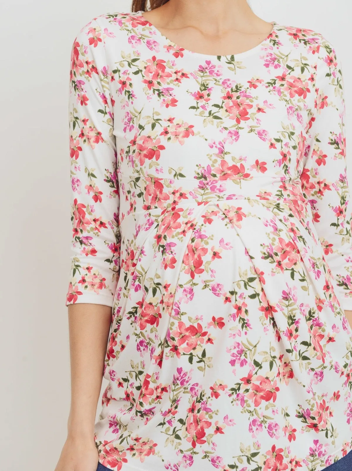 Pleated Maternity Top - Floral Dreams