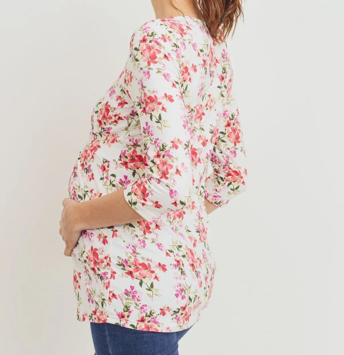Pleated Maternity Top - Floral Dreams