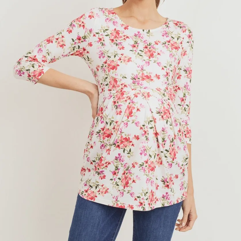 Pleated Maternity Top - Floral Dreams