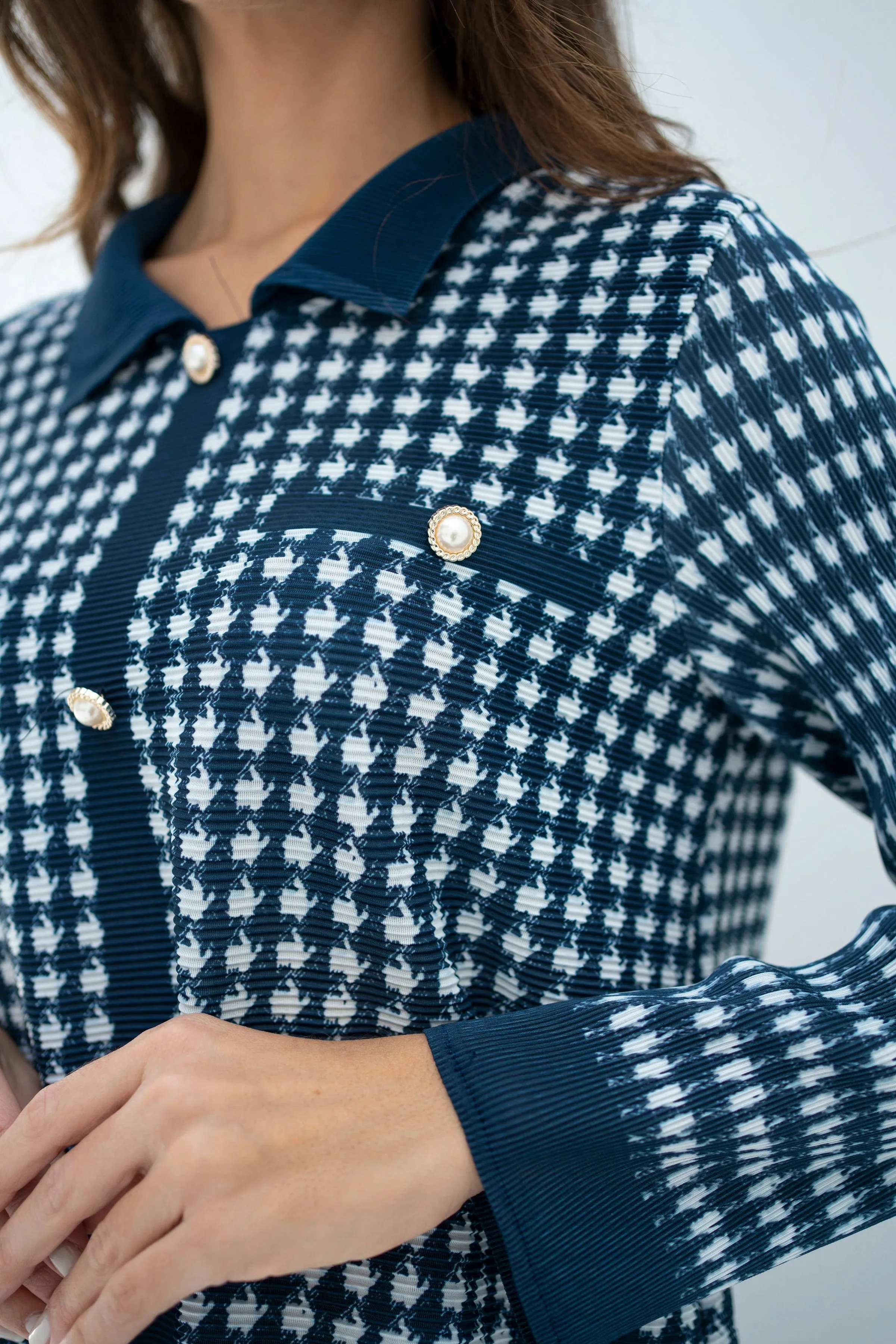 Pleated Oia Blue Set With Capri Pants