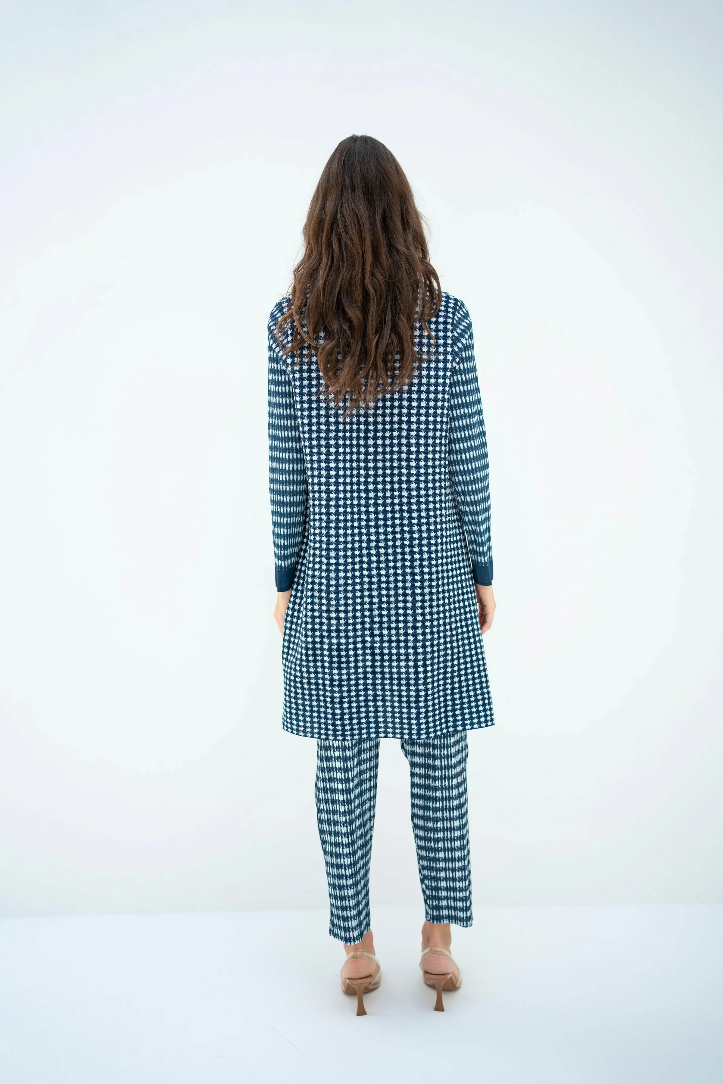 Pleated Oia Blue Set With Capri Pants
