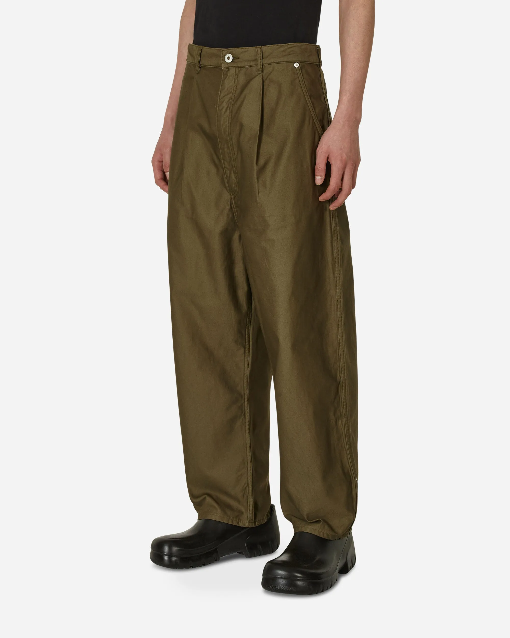 Pleated Satin Pants Khaki