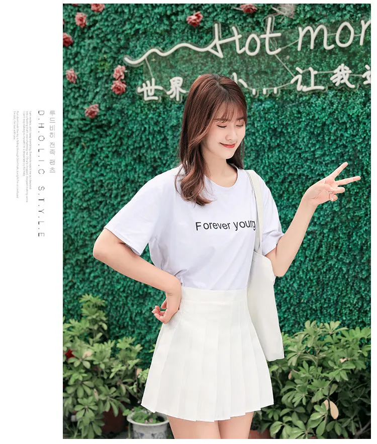 Pleated Skirt Korean Women Student A-Line Skirt