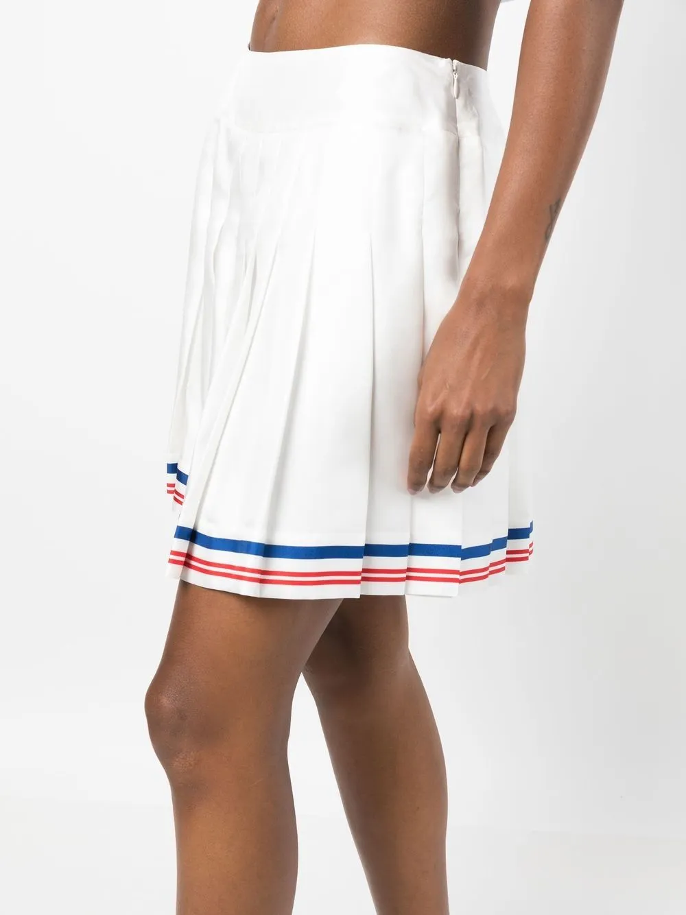 pleated striped-border skirt